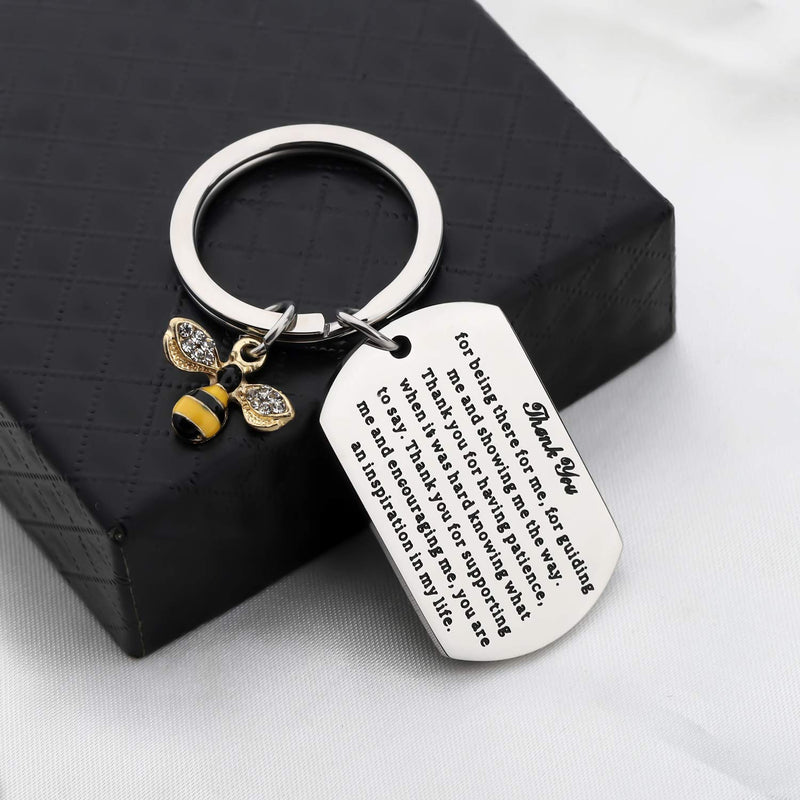 [Australia] - FUSTMW Thank You Gifts Bumble Bee Keychain Appreciation Gifts for Teacher Coach Mentor Guidance Leader Thank You for Being There You are an Inspiration in My Life Thank You Gifts Bee Charm 