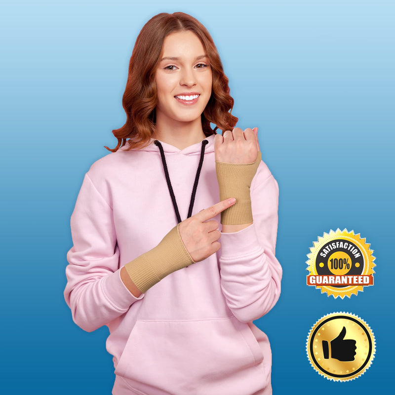 [Australia] - DropSky [4pcs] Gel Wrist Thumb Support Braces Soft with Gel Pad, Breathable Design, Relief Pain Carpal Tunnel, Arthritis Thumb, Fits Both Hands, Lightweight Support (Nude) Nude 