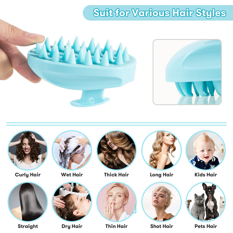 [Australia] - Scalp Massager, Soft Silicone Shampoo Brush Hair Scrub Brush for Wet and Dry Hair Head Massager to Clean Hair, Reduce Dandruff, Massage Scalp, Promote Hair Growth, Blue Light Blue 