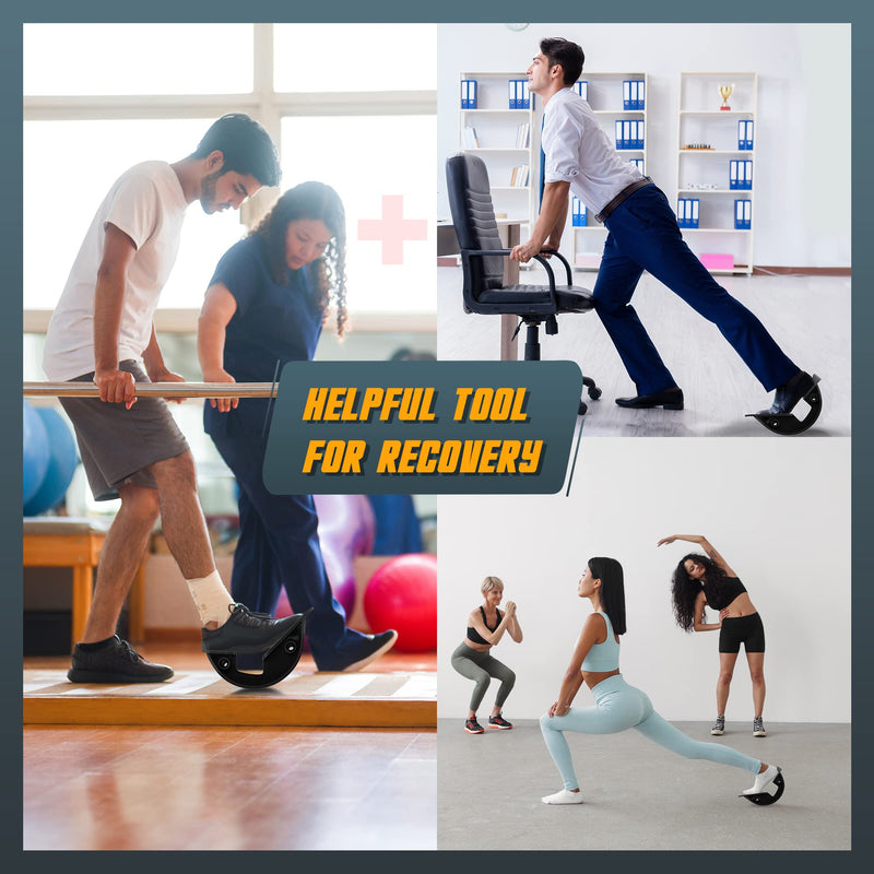 [Australia] - INFIDEZ Foot Rocker, Calf Stretcher for Ankle, Heel, Feet, Plantar Fasciitis Pain Relief, Ankle Exerciser, Achilles Stretcher Improves Flexibility 1. Foot Rocker + Stretch Strap - Black 