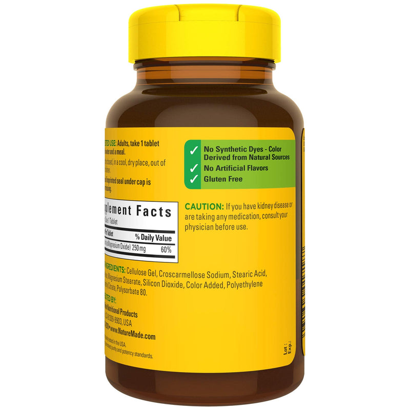 [Australia] - Nature Made Magnesium Oxide 250 mg, Dietary Supplement for Muscle Support, 200 Tablets, 200 Day Supply 