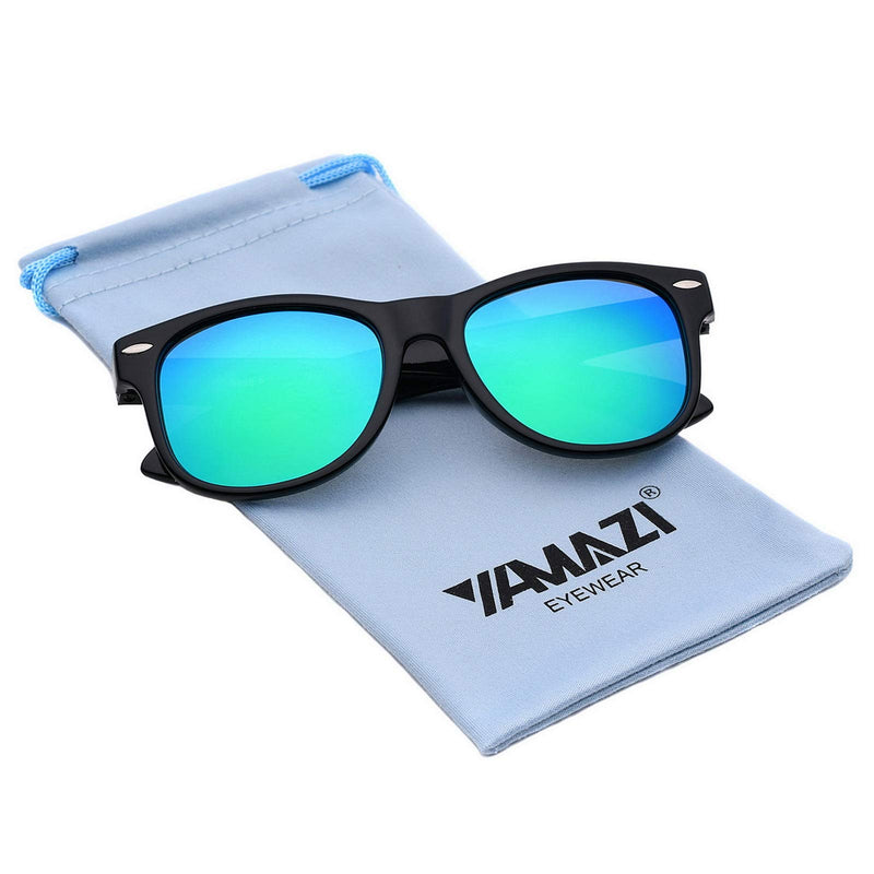 [Australia] - YAMAZI Kids Sunglasses Polarized Fashion Mirrored Sports Unbreakable for Boys Girls Toddler Children A1 Black | Green Lens Grey 
