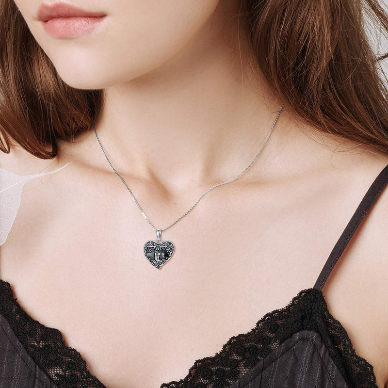 [Australia] - Heart Locket Necklace That Hold Pictures Sterling Silver Photo Locket Pendant Memorial Gift for Women Girl Family Tree Heart Locket 