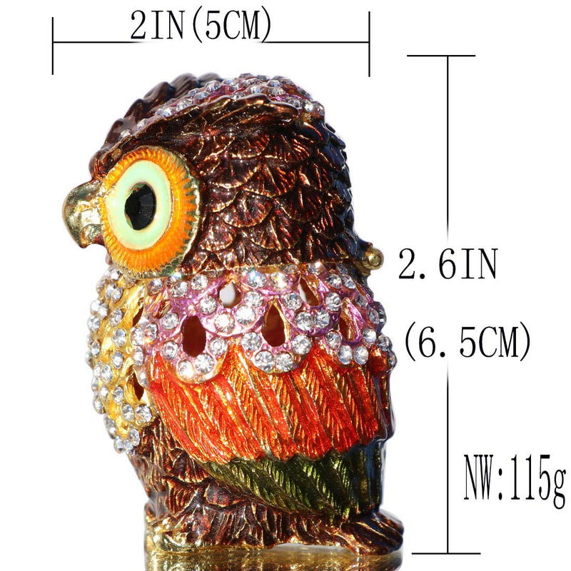 [Australia] - Waltz&F Hollow owl Trinket Box Hinged Hand-painted Figurine Collectible Ring Holder 