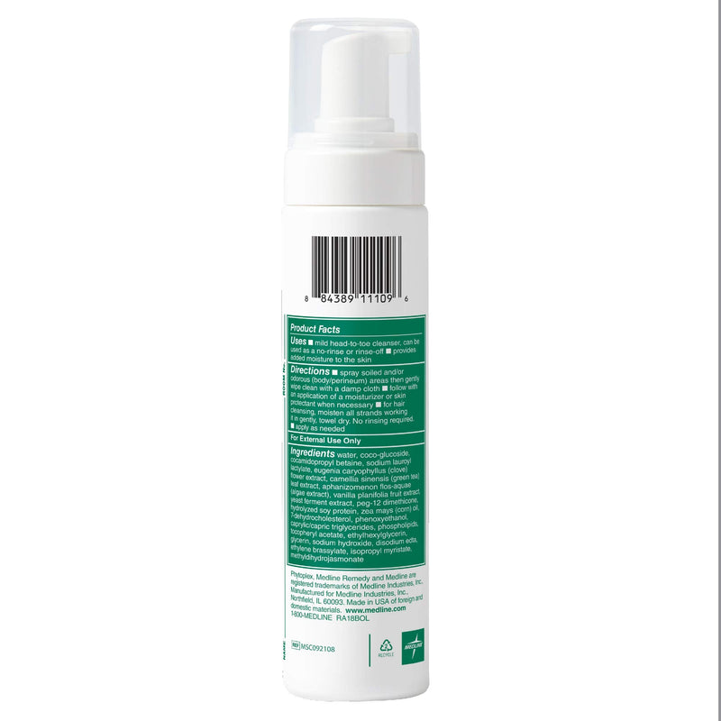 [Australia] - Medline Remedy Phytoplex Hydrating Cleansing Foam, No-Rinse Body Wash and Shampoo, Paraben and Sulfate-Free, 8 fl oz 
