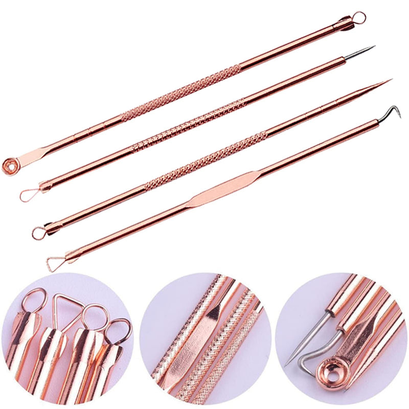 [Australia] - Blackhead Remover Tool Kit,4 Pieces Comedone Extractor Tool Blemish Whitehead Removal Acne Needle Pimple Spot Popper Stainless Steel (Gold) Gold 