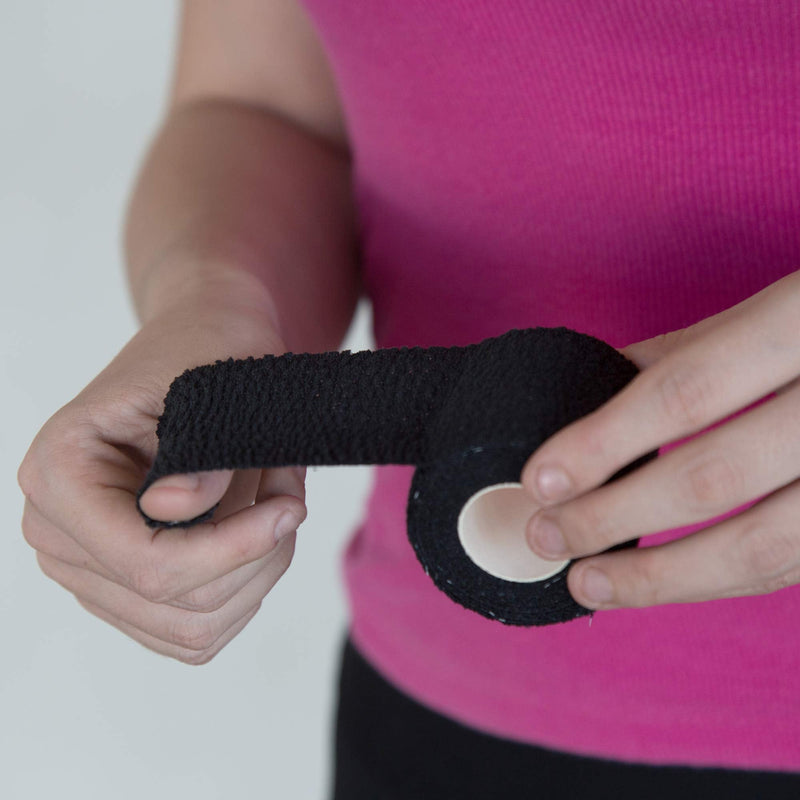 [Australia] - Oly Grip: Weightlifting Thumb Hook Grip Cotton Tear Stretch Tape (6 Rolls) - Weight Lifting - Crossfit - Gymnastics - Keep Fingers and Hands Safe During Workout Black 