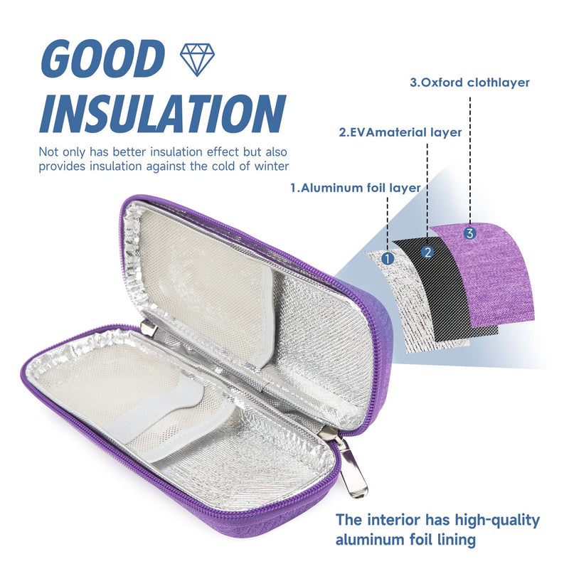 [Australia] - YOUSHARES Medicine Cool Bag - Insulin Cooler Travel Case Diabetes Bags Cooler Case for Diabetic Organize Supplies Insulin Pen Case for Insulin Needles (Purple) A_purple 