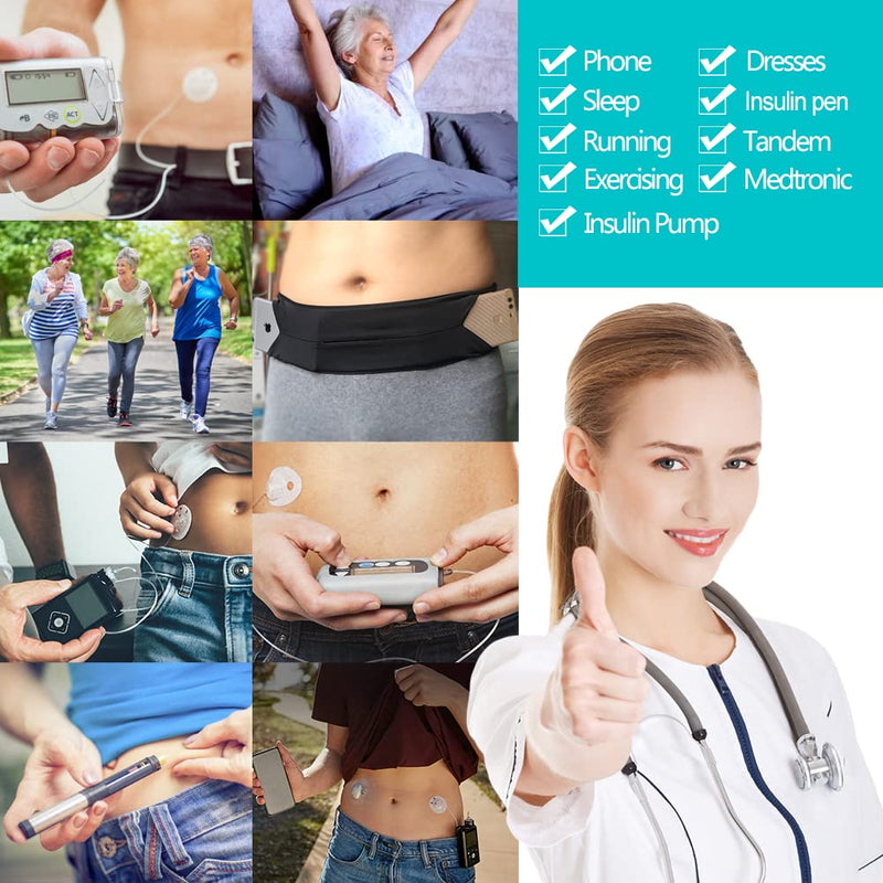 [Australia] - Comfortable Insulin Pump Belt Diabetic Pouch T1D Holder Waist Band for Diabetes Epipen Tube Medical Devices Accessories Secure Men Women Running Travel Black Large Large(Pack of 1) 