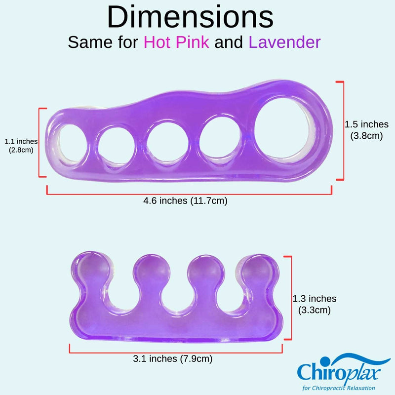 [Australia] - Chiroplax Gel Toe Separators Stretchers (2 Pairs w/Pouch) Toe Spacer Spreader for Bunion Relief, Hammer Toes, Toe Straightener (Lavender) Lavender 