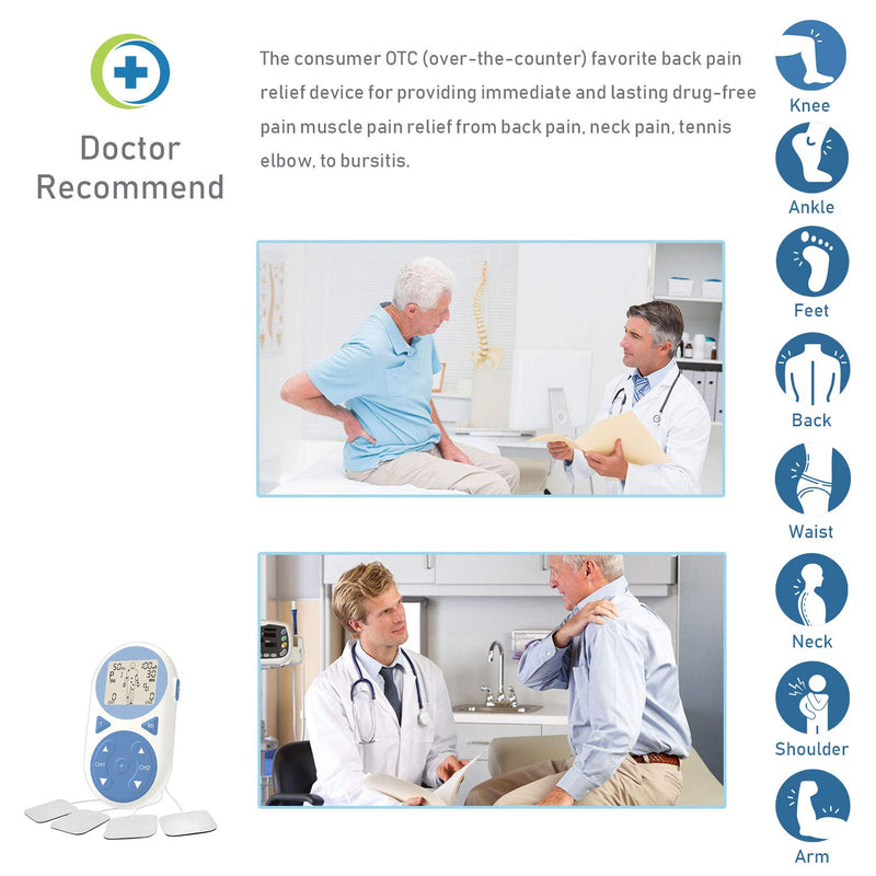 [Australia] - TENS Unit Muscle Stimulator EMS Pulse Massager 2020 Upgrade 3-in-1 Combination with Independent 2 Channels, 32 Preset&2 Manual Modes Professional Handheld Electrotherapy Device for Body Pain Relief 