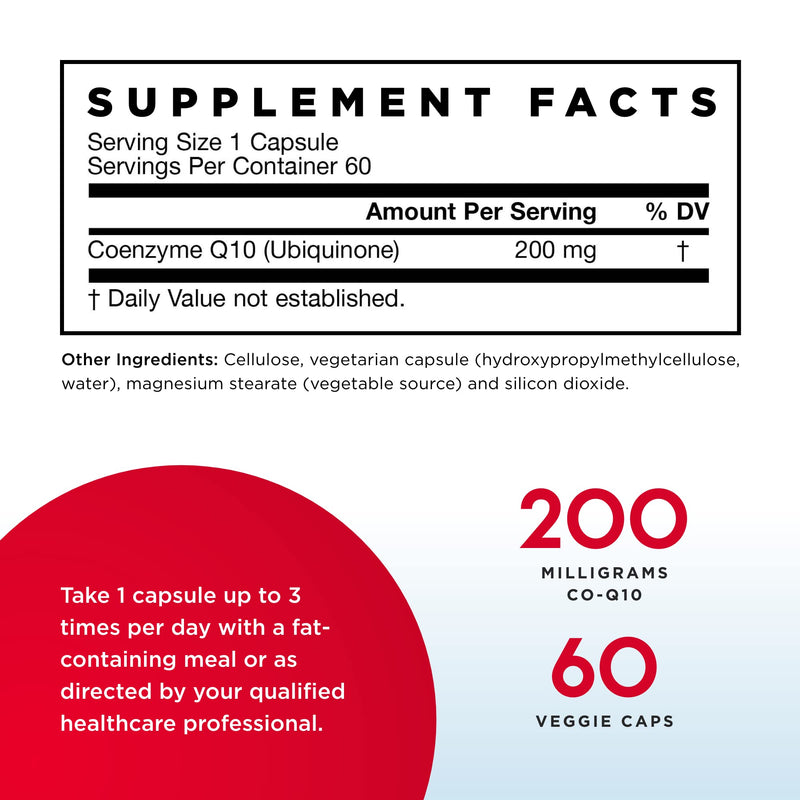 [Australia] - Jarrow Formulas Co-Q10 200 mg - 60 Veggie Caps - Antioxidant Support for Mitochondrial Health, Energy Production & Cardiovascular Function - Up to 60 Servings 60 Count (Pack of 1) 