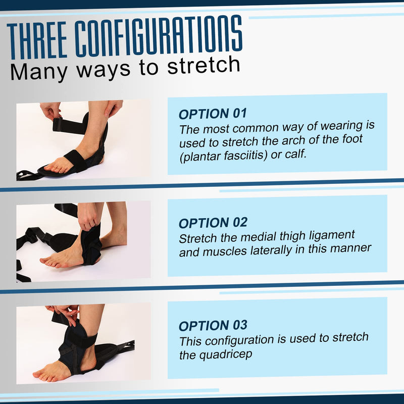 [Australia] - Foot and Calf Stretcher for Plantar Fasciitis, Achilles Tendonitis, Heel Spurs, Drop Foot. Yoga Stretching Strap for Leg, Thigh and Hamstring (Black) Black 