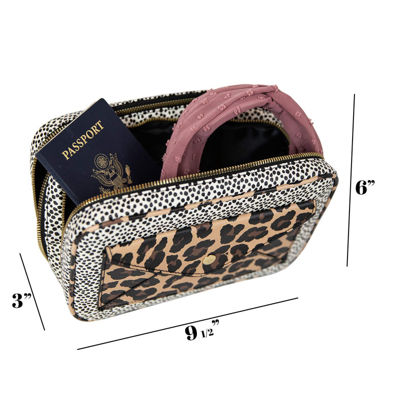 [Australia] - Nicole Miller Makeup Bag, Travel Toiletry Case, and Cosmetic Bag- 2 Zipper, Large Makeup Organizer (Animal Print) 