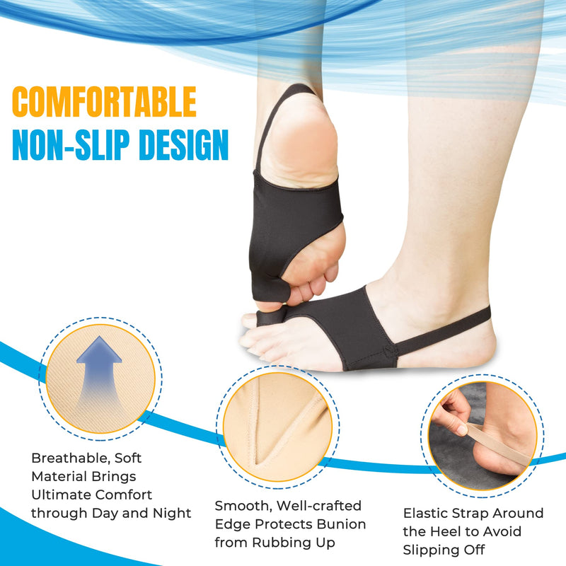 [Australia] - Bunion Corrector for Women, Bunion Splint with Gel Cushion Pad, Big Toe Brace for Men, Non-Surgical Hallux Valgus Correction, Bunion Relief Day & Night Support (2 PCS) black 