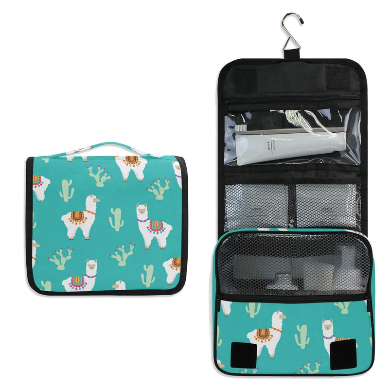 [Australia] - Hanging Travel Toiletry Bag Kit Makeup Case Cosmetics Organizer for Men Women Llama Alpaca And Cactus 