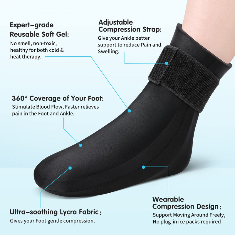 [Australia] - Cold Therapy Sock, Reusable Foot Ice Pack Wrap for Injuries, Swollen, Arthritis, Ice Sock for Foot (M) M 