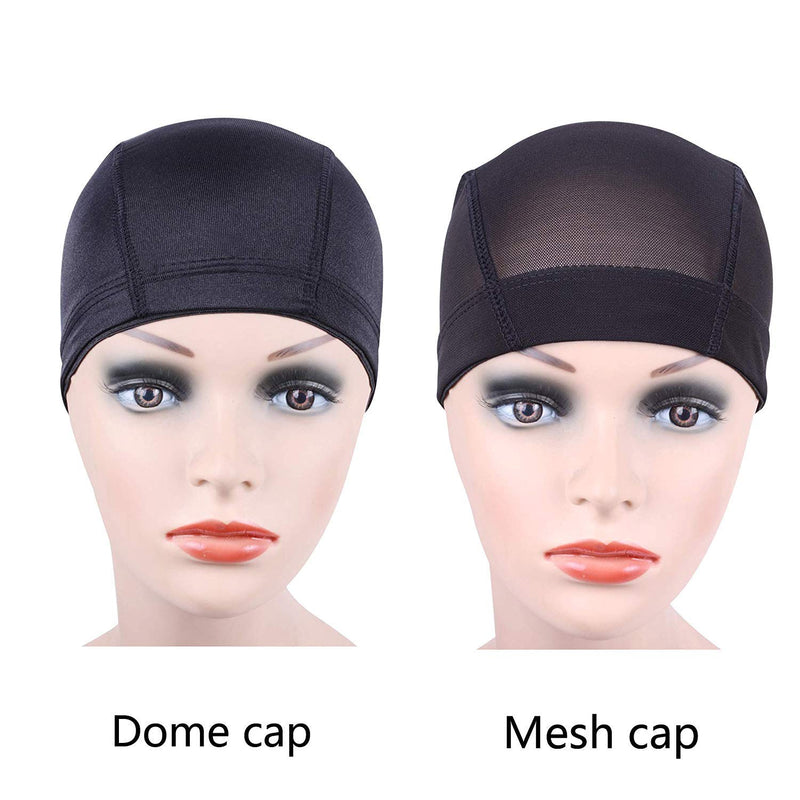 [Australia] - 2 pcs/lot Black Dome Cap for Wig Making Stretchable Hairnets with Wide Elastic Band (L) L 2 PCS Dome Cap 