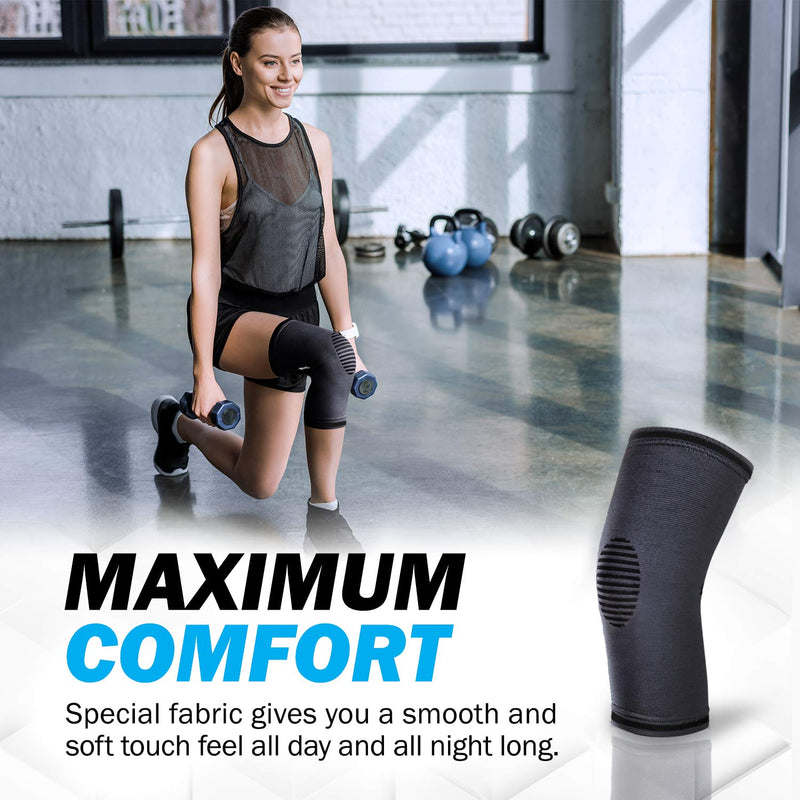 [Australia] - POWERLIX Compression Knee Sleeve for Women & Men, Medical Knee Brace for Arthritis & Knee Pain Relief, Meniscus Tear & Injury Recovery, Knee Support & Protection for Working Out, Running & All Sports Shadow Black Medium 