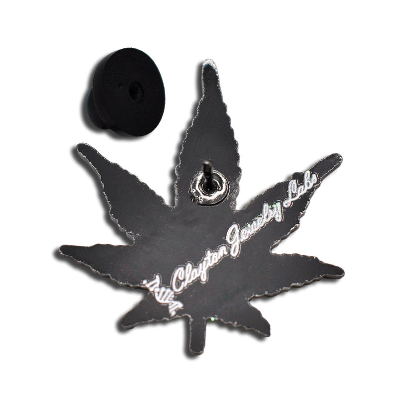 [Australia] - Clayton Jewelry Labs - Marijuana Weed Leaf Glitter Enamel Lapel Pin Black Glitter 