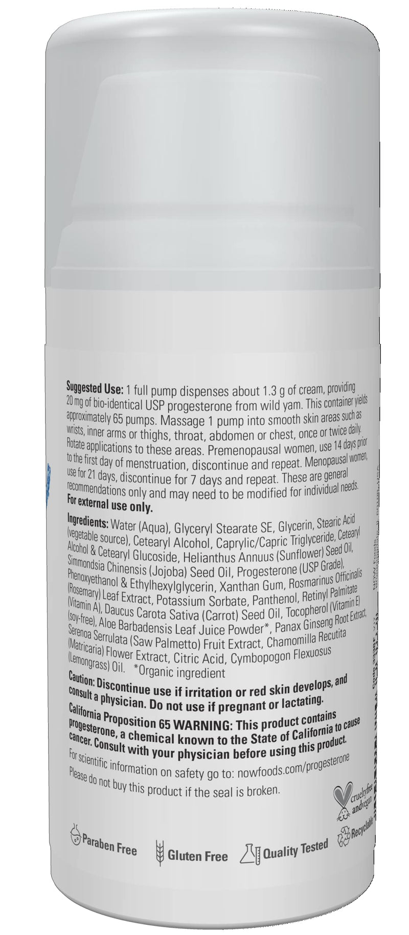 [Australia] - NOW Solutions, Natural Progesterone, Balancing Skin Cream, 20 mg of Natural Progesterone Per Pump, Unscented, 3-Ounce Unscented 