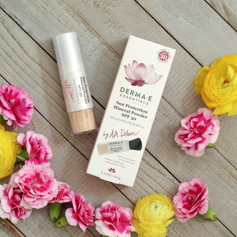 [Australia] - DERMA E Sun Protection Mineral Powder SPF 30 – All Natural Matte Face Powder Sunscreen – Non-Nano Zinc Oxide Powder Mineral Makeup with UVA/UVB Sun Protection, 0.14oz 