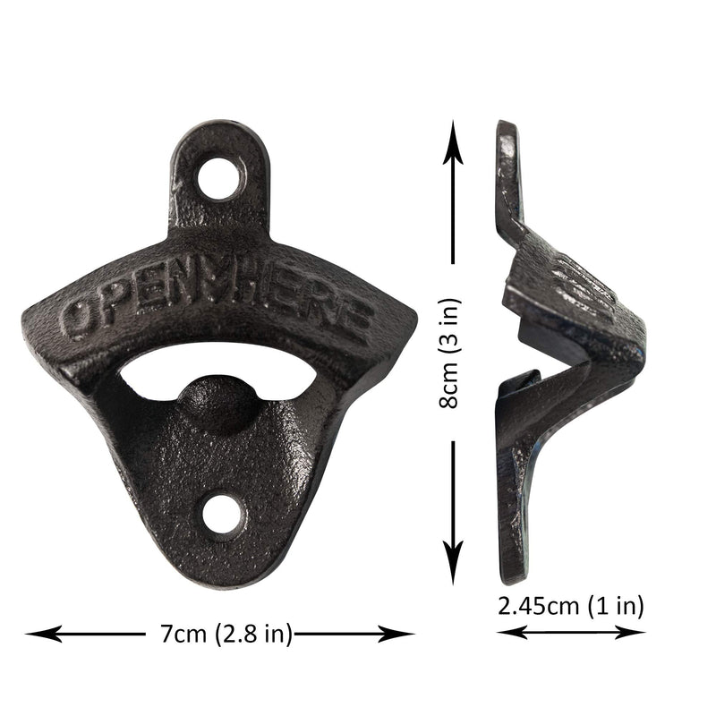 [Australia] - 2PCS Cast Iron Wall Mounted Bottle Opener Vintage Rustic with Self-Tapping Screws for Home Garden Bar KTV Hotel KH02 2PCS Black 
