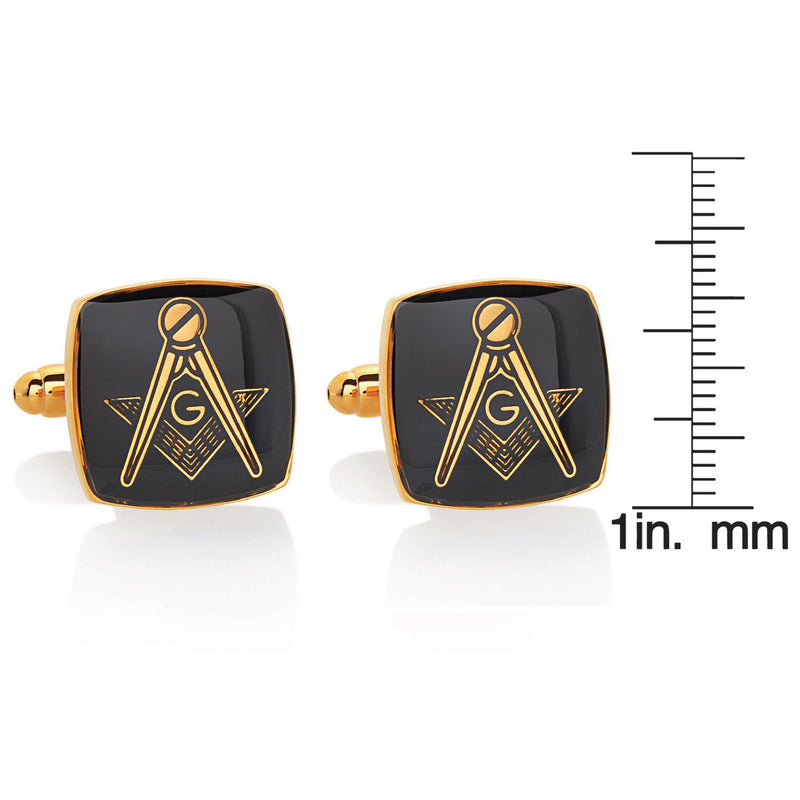 [Australia] - West Coast Jewelry | Crucible Men's Gold Tone High Polished Masonic Cuff Links 