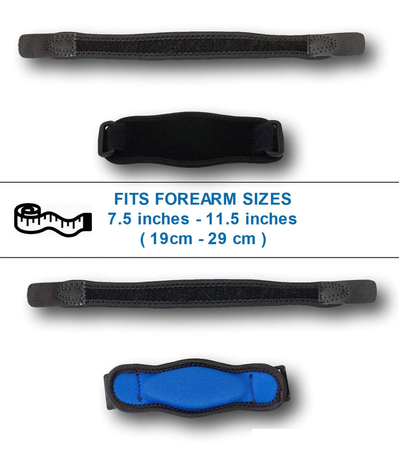 [Australia] - RiptGear Tennis Elbow Support Strap for Men Women - Smart Fit Locking Nylon Golfers Forearm Brace - Adjustable Tendonitis Protection - Home Gym Recovery Walking Running Workout Sports (Blue (1 Pack)) Blue (1 Pack) 