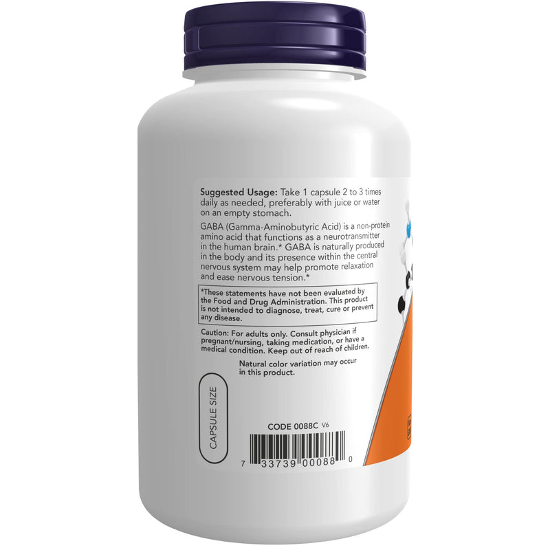 [Australia] - NOW Supplements, GABA (Gamma-Aminobutyric Acid) 500 mg + B-6, Natural Neurotransmitter*, 200 Veg Capsules 200 Count (Pack of 1) 