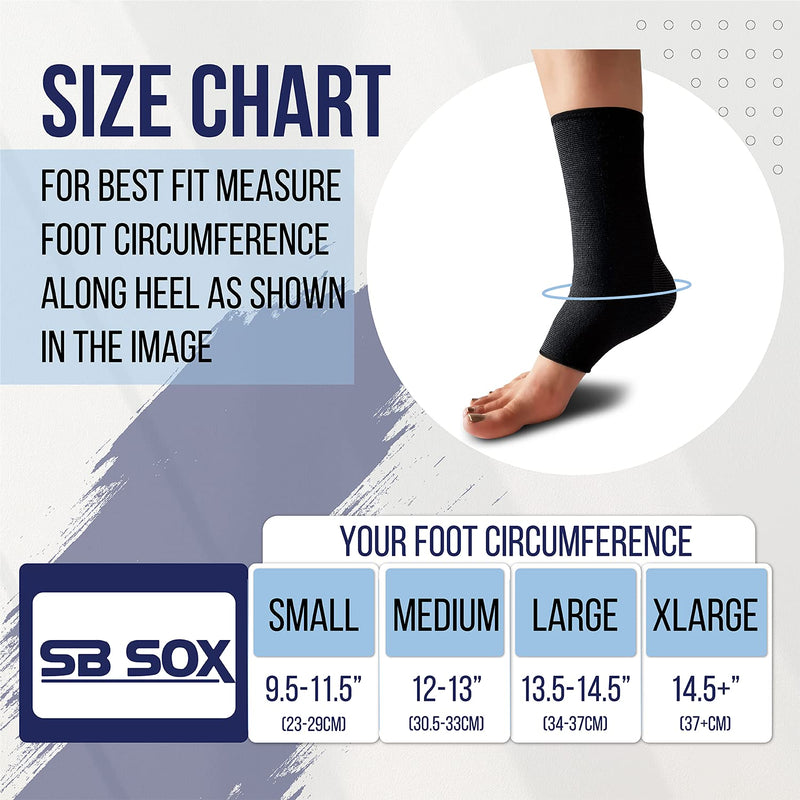 [Australia] - SB SOX Compression Ankle Brace (Pair) – Great Ankle Support That Stays in Place – For Sprained Ankle and Achilles Tendon Support – Perfect Ankle Sleeve for Sports, Any Use Solid - Black Medium 