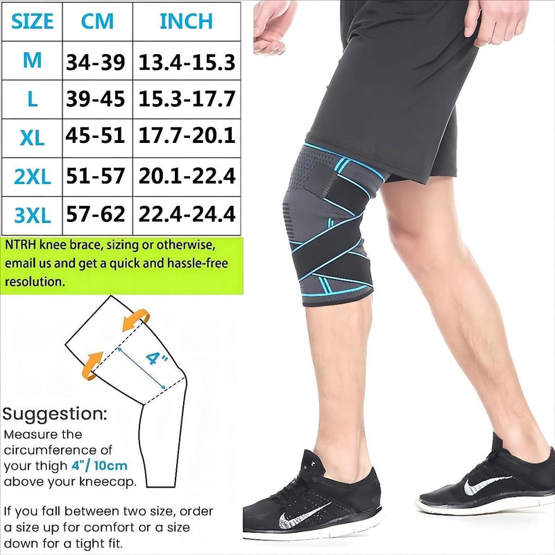 [Australia] - NTRH Knee Brace for Arthritis ACL and Meniscus Tear Adjustable Knee Sleeves for Sports Knee Support for Men and Women (single) Blue-L 