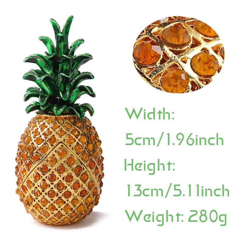 [Australia] - Furuida Pineapple Jewelry Trinket Boxes Hinged Hand-Painted with Crystal Fruit Collectible Ornaments Gift Room Decor for Women Girls 