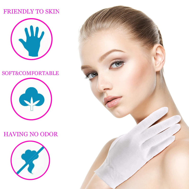 [Australia] - 100% Cotton Gloves for Eczema,1 Pairs White Cotton Moisturizing Gloves Over Night Bedtime | Cosmetic Inspection Premium Cloth Quality | Dry Sensitive Irritated Skin Spa Therapy Secure Wristband 1 Pairs 