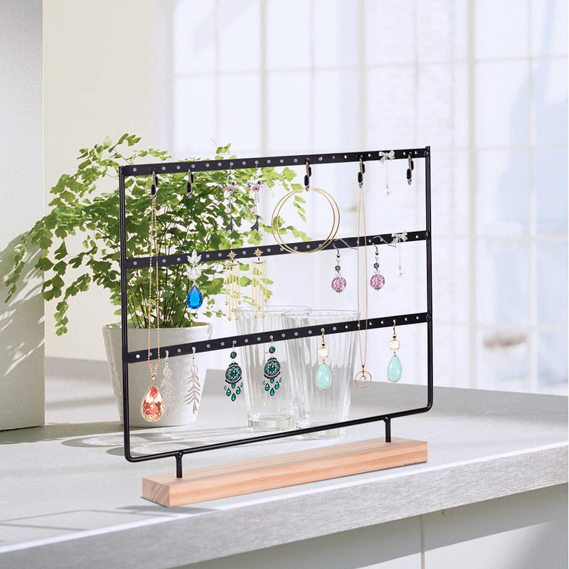 [Australia] - VERGILIUS Update 5 Hooks Earring Holder Organizer Jewelry Display Stands Earring Organizer Stand Jewelry Holder Organizer, Earring & Necklace Jewelry Towel Organizer Display Tree (Black-Not slotted 3Layer) … 69 Holes Black 