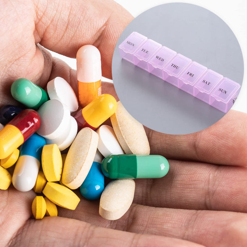 [Australia] - Pill Box Organiser 7 Day One Time a Day Pill Dispenser Storage Case for Medication, Supplements, Vitamins and Cod Liver Oil Pink 