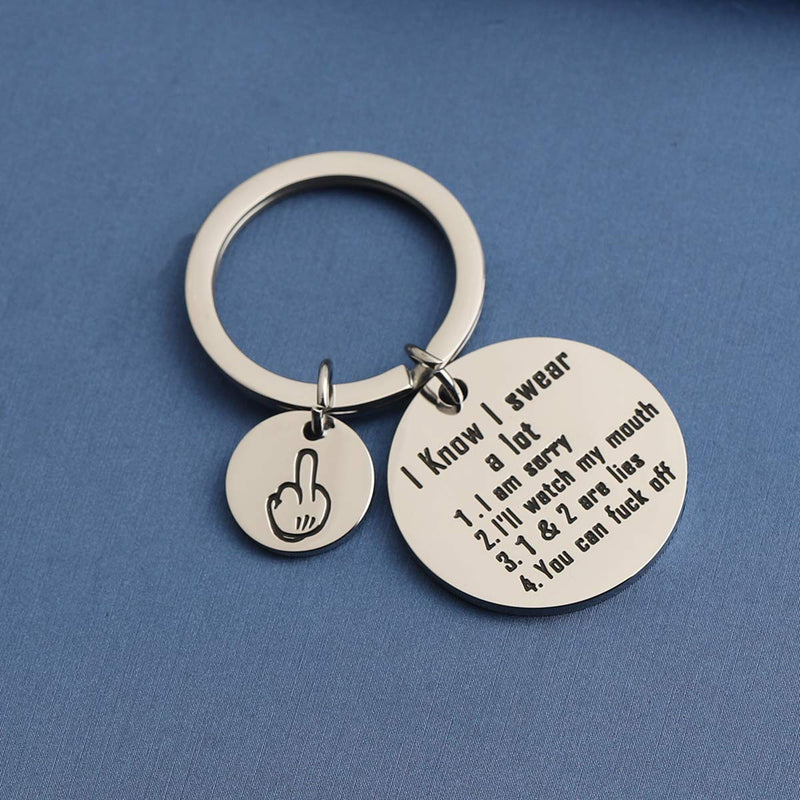 [Australia] - ENSIANTH Funny Sarcastic Gift I Know I Swear A lot I Am Very Sorry I'll Try to Be Good Keychain Rude Gift Best Friend Birthday Gift 
