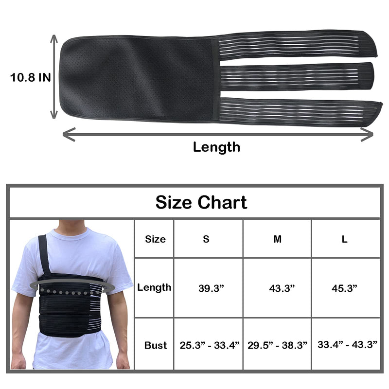 [Australia] - Rib Belt Chest Binder for Broken Injury Ribs, Elastic Rib Brace Compression Support to Reduce Rib Cage Pain, Breathable Chest Protector Wrap for Cracked, Fractured, Dislocated and Post-Surgery Ribs (L (33" to 43")) L (33" to 43") 