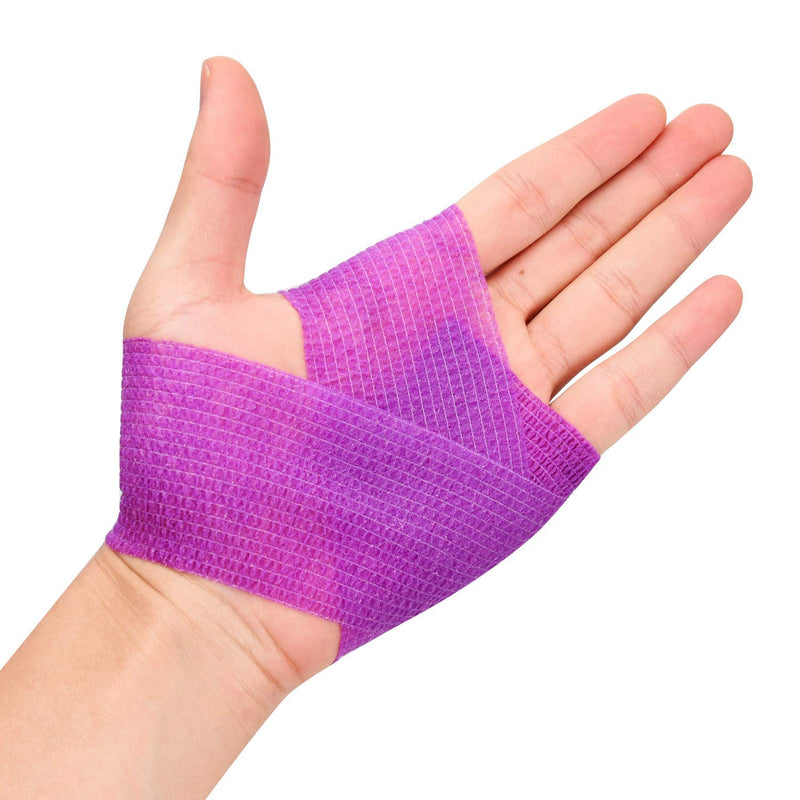 [Australia] - TOBWOLF 12PCS Self Adhesive Cohesive Bandage, 2"x5yd / 5cmx4.5m Elastic Cohesive Bandage Wrap Gauze, Breathable Medical First Aid Tape for Wrist, Ankle, Knee, Leg Sprains & Swelling - Purple 2x180 Inch (Pack of 12) 