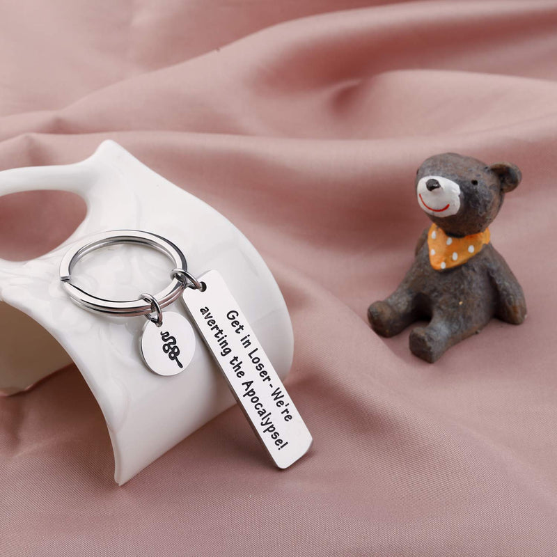 [Australia] - HOLLP Good Omens Gift Get in Loser We're Averting The Apocalypse Keychain Aziraphale and Crowley Gift for Good Omens Fans 