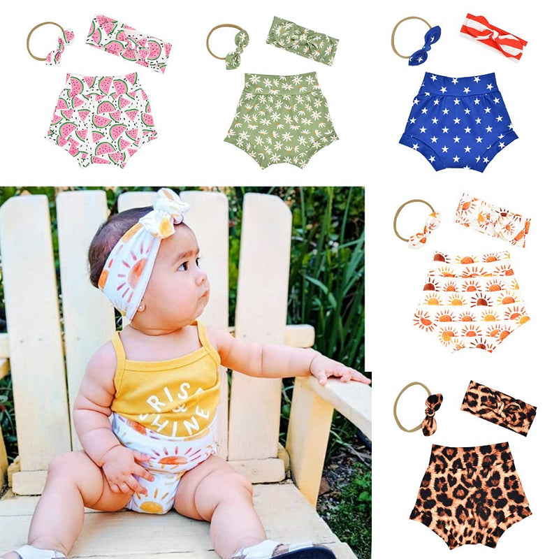 [Australia] - Winmany Newborn Summer Clothes Short Pant with Headband Baby Underwear Pajama Outfits Green 0-6 Months 