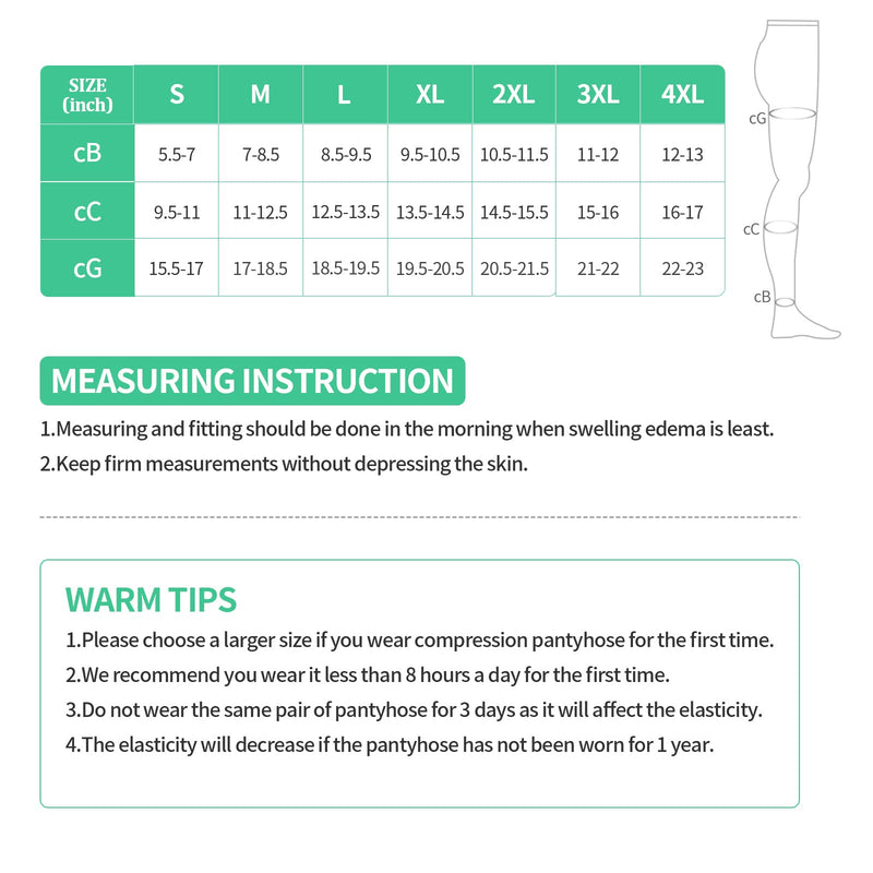[Australia] - Compression Pantyhose 20-30mmHg Tight Stocking Gradient Compression Hose Help Relieve Swelling Edema Varicose Veins for Women Opaque Closed Toe Firm Support (Beige, XL) Beige 