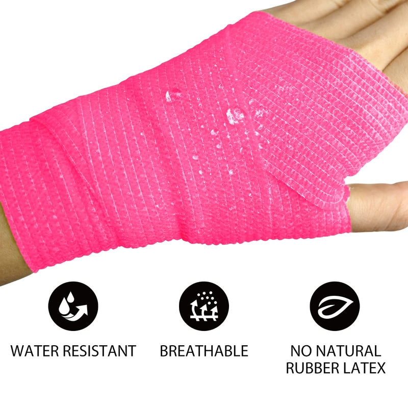 [Australia] - FriCARE Nonwoven Self-Adhesive Bandage, Self-Adherent Cohesive First Aid Medical Wrap, Elastic Athletic/Vet Tape for Wrist 2 Inches Wide 2 Inch x 5 Yards Pink 