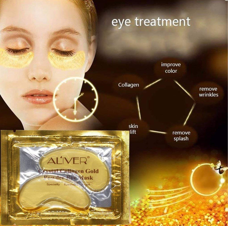 [Australia] - Premium Crystal 24K Gold Powder Gel Collagen Eye Mask 25 Pairs, Eye Treatment Masks for Women and Men, Moisturiser, Anti Aging, Anti Wrinkle, Remove Eye Bags, Dark Circles, Puffy Eyes A 