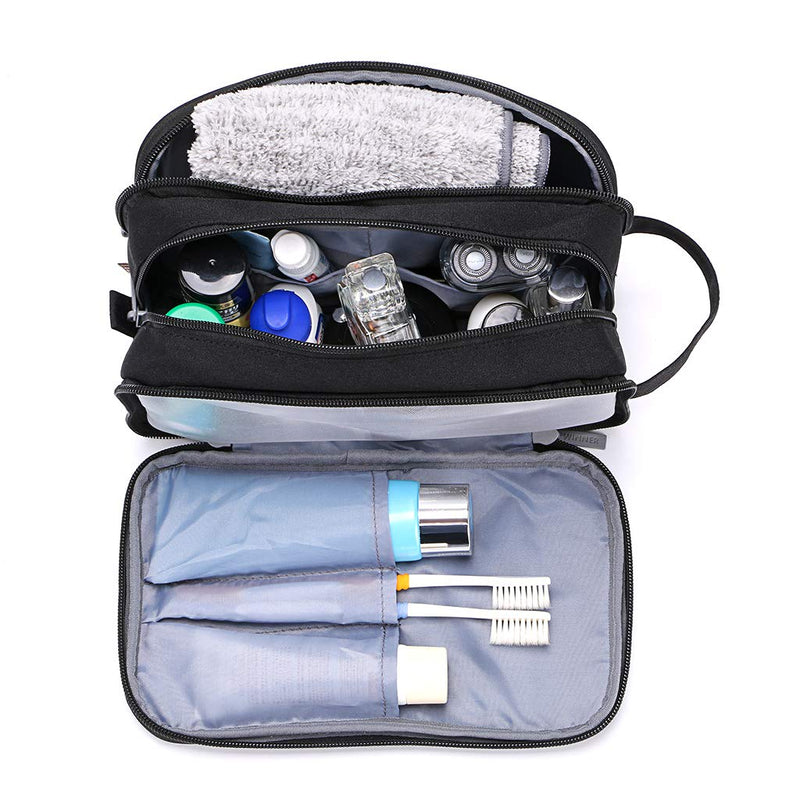 [Australia] - IGNPION Travel Toiletry Wash Bag Dry & Wet Separation Gym Shaving Organiser Bag with 3 Compartments （Black） Black 