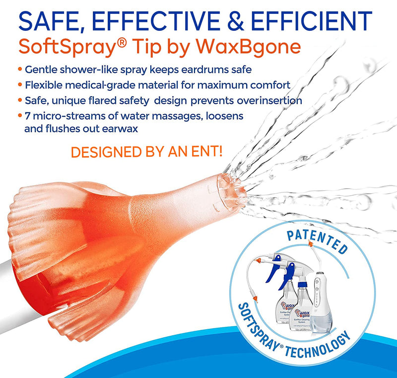 [Australia] - WaxBgone Ear Wax Removal Kit with SoftSpray Ear Irrigation Tips for Safe and Effective Earwax Removal - Complete Ear Cleaning Kit for Adults and Kids - Includes Ear Wax Removal Softening Drops 