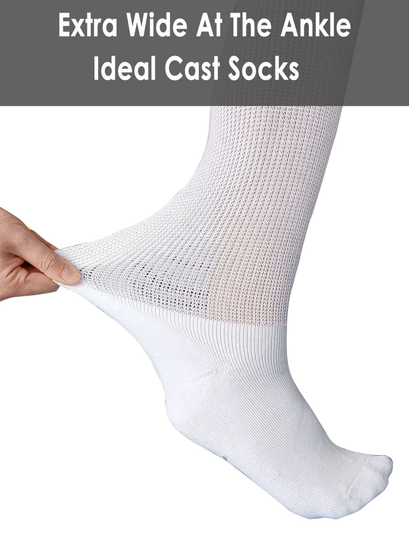 [Australia] - VEIGIKE Diabetic Edema Socks, Extra Wide Lymphedema Socks Walking boot sock, Bariatric Cast Sock for Men Women, 2 Pairs(white), One Size 