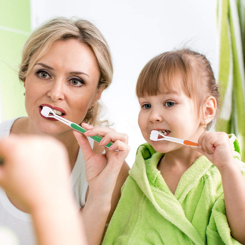 [Australia] - 2 Pieces 3 Sided Autism Toothbrush Three Bristle Travel Toothbrush for Complete Teeth and Gum-Care, Great Angle Bristles Clean Each Tooth, Soft/Gentle (Green, Blue) Green, Blue 