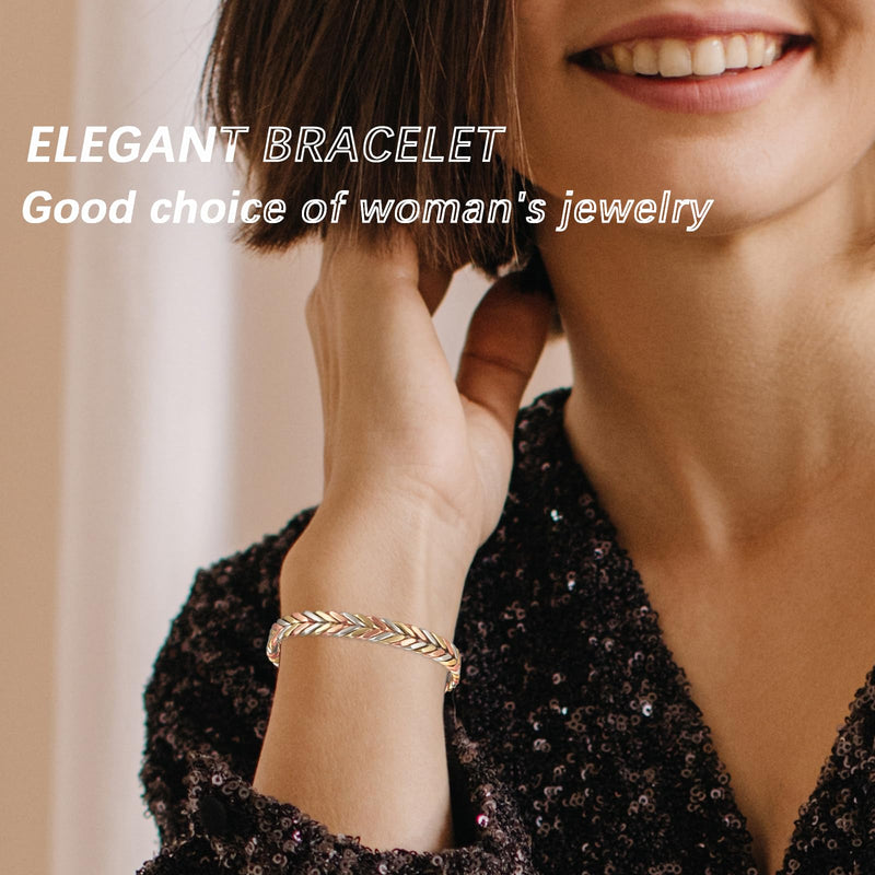 [Australia] - EnerMagiX Hand Crafted Magnetic Copper Bracelets for Women or Men, 6.5'' Tri Tone Braided Copper Bangle, Cuff Bangle, Pure Copper Jewelry 