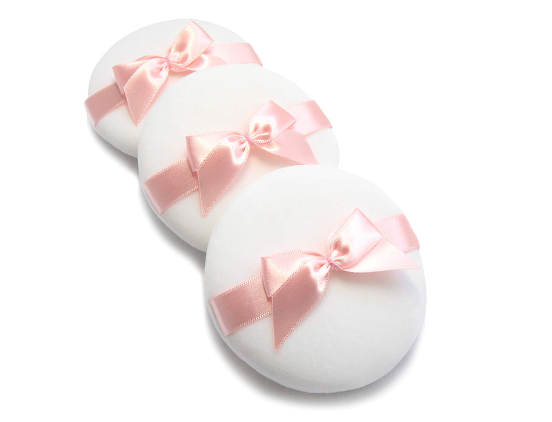 [Australia] - WITCOE 3pcs 3.8 Inch Large Powder Puff, Microfiber Washable Puff with Bow Tie for Body Powder, Loose Powder, Cosmetic Makeup 